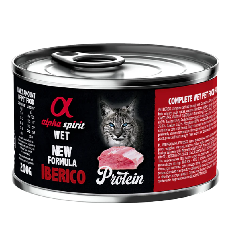 ALPHA SPIRIT GATOS HUMEDO LATA CERDO IBERICO 6X200 GR