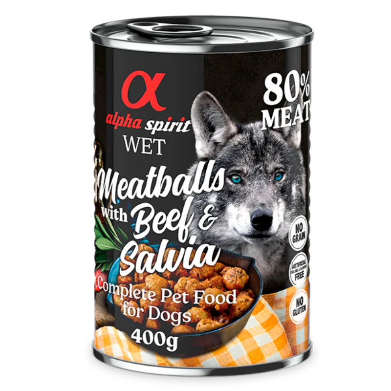 ALPHA SPIRIT HUMEDO ALBONDIGAS DE BUEY Y SALVIA 6X400 GR