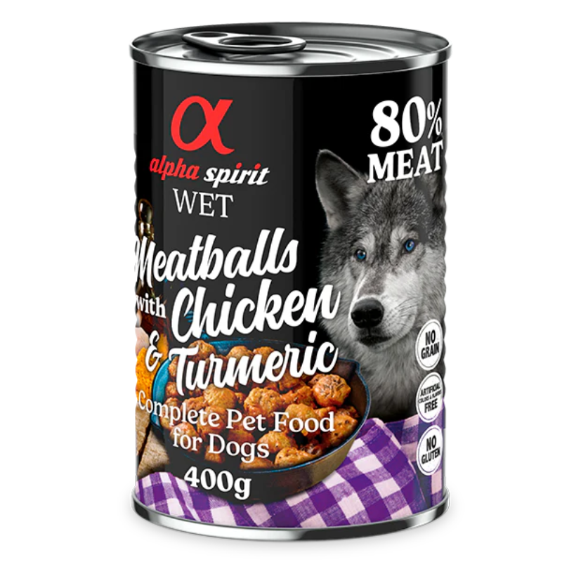 ALPHA SPIRIT HUMEDO ALBONDIGAS DE POLLO Y CURCUMA 6X400 GR