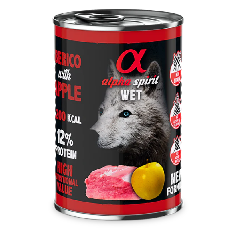 ALPHA SPIRIT HUMEDO CERDO CON MANZANA 6X400 GR