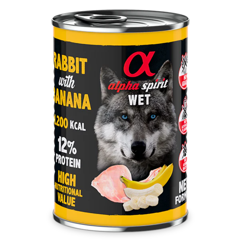 ALPHA SPIRIT HUMEDO CONEJO CON PLATANO 6X400 GR