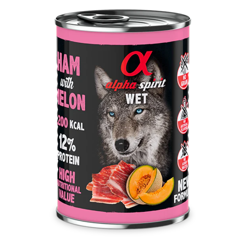 ALPHA SPIRIT HUMEDO JAMON CON MELON 6X400 GR
