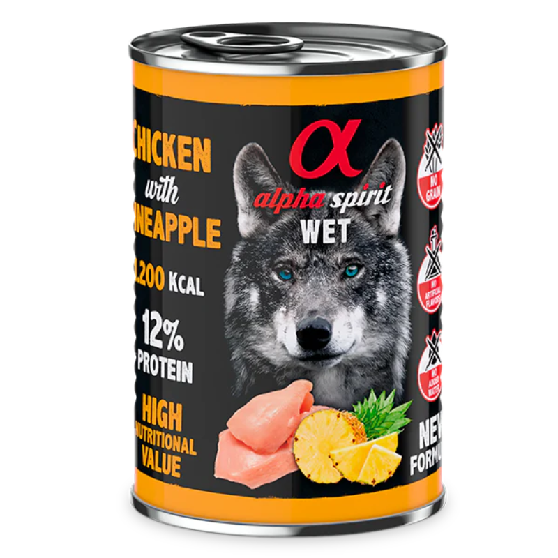 ALPHA SPIRIT HUMEDO POLLO CON PIÑA 6X400 GR