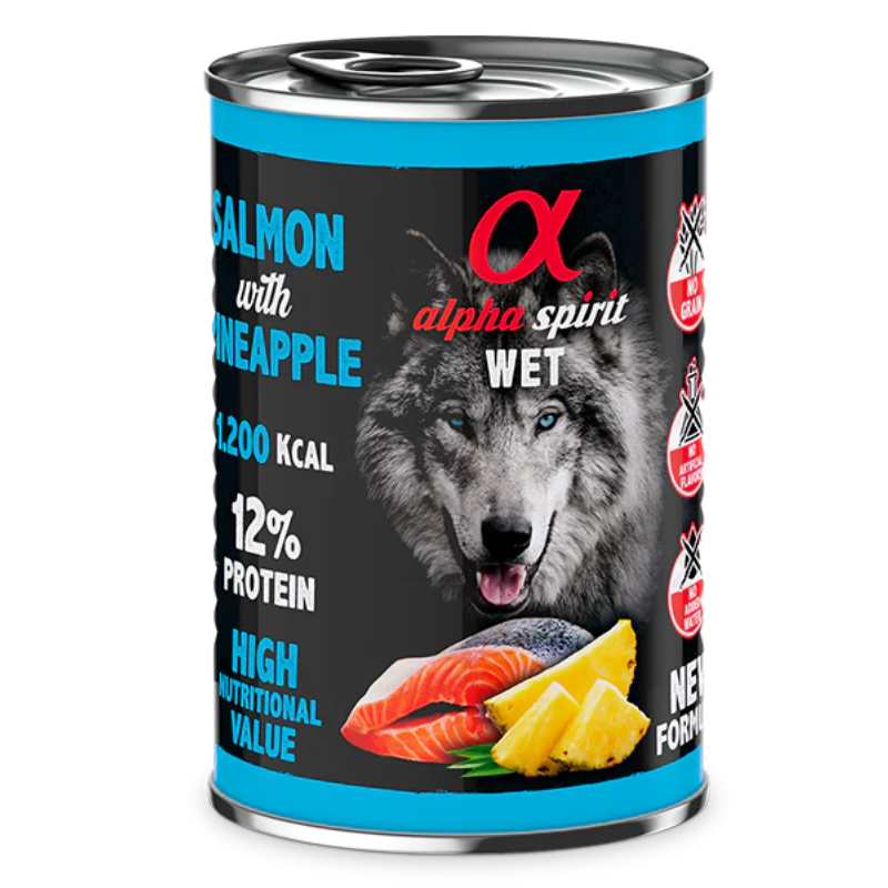 ALPHA SPIRIT HUMEDO SALMON CON PIÑA 6X400 GR