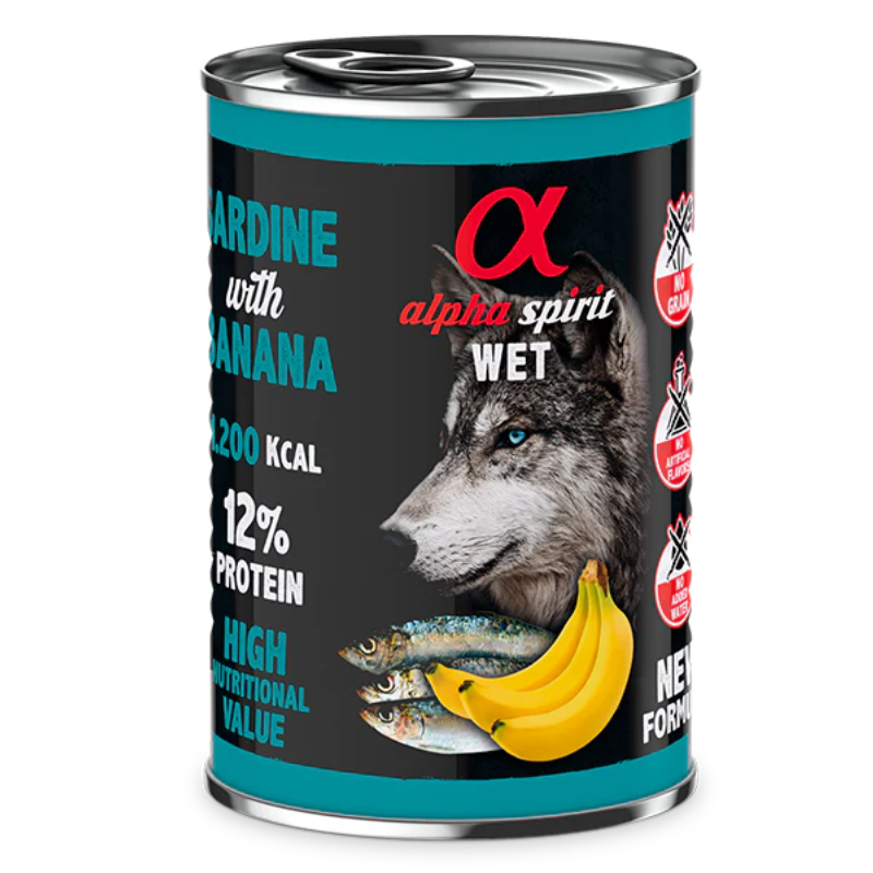 ALPHA SPIRIT HUMEDO SARDINA CON PLATANO 6X400 GR