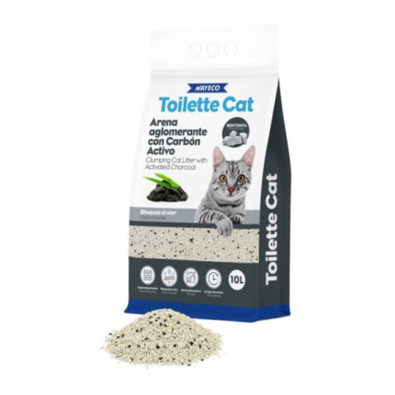 ARENA BENTONITA GATO TOILETTE CAT CARBON ACTIVO NAYECO 10L 8,5KG