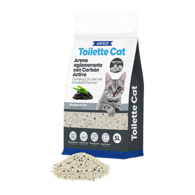 ARENA BENTONITA GATO TOILETTE CAT CARBON ACTIVO NAYECO 5L 4,5KG