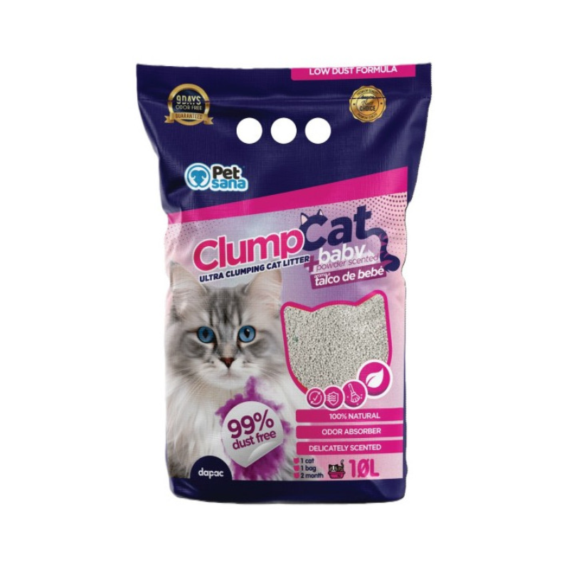 ARENA PARA GATOS PET SANA CLUMPCAT BABY TALCO BEBE 10 LITROS