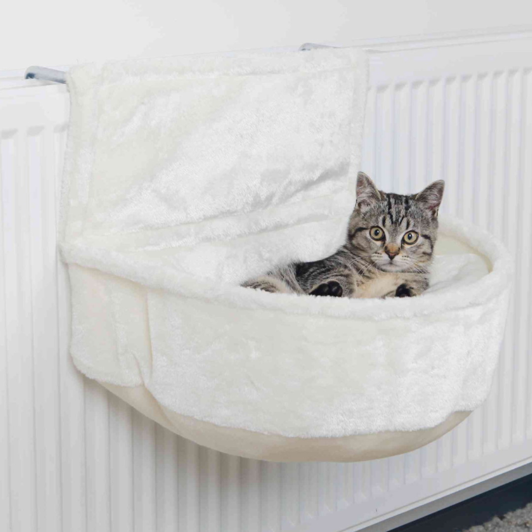 CAMA SACO DE FELPA PARA RADIADOR GATOS TRIXIE BLANCO