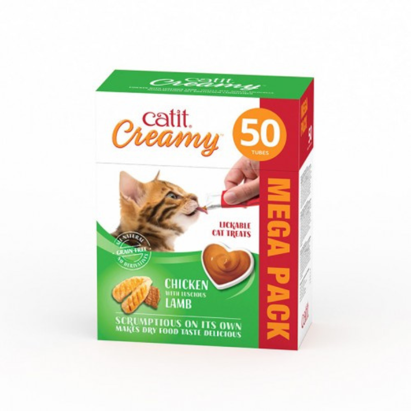 CATIT CREAMY DE POLLO Y CORDERO (50 UNIDADES)