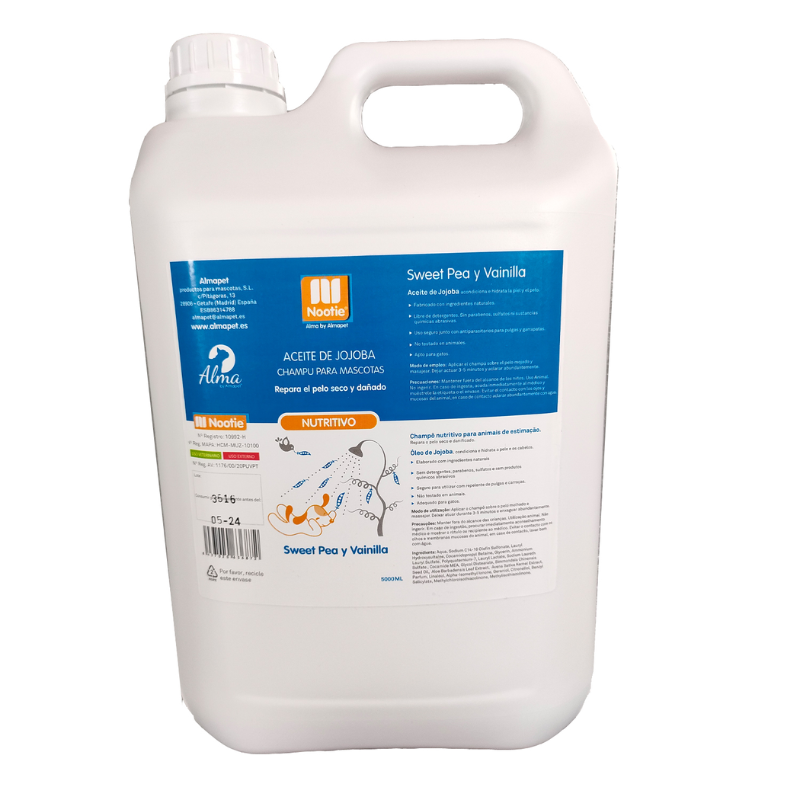 CHAMPU PERROS Y GATOS ACEITE DE JOJOBA NUTRITIVO NOOTIE 5 LITROS