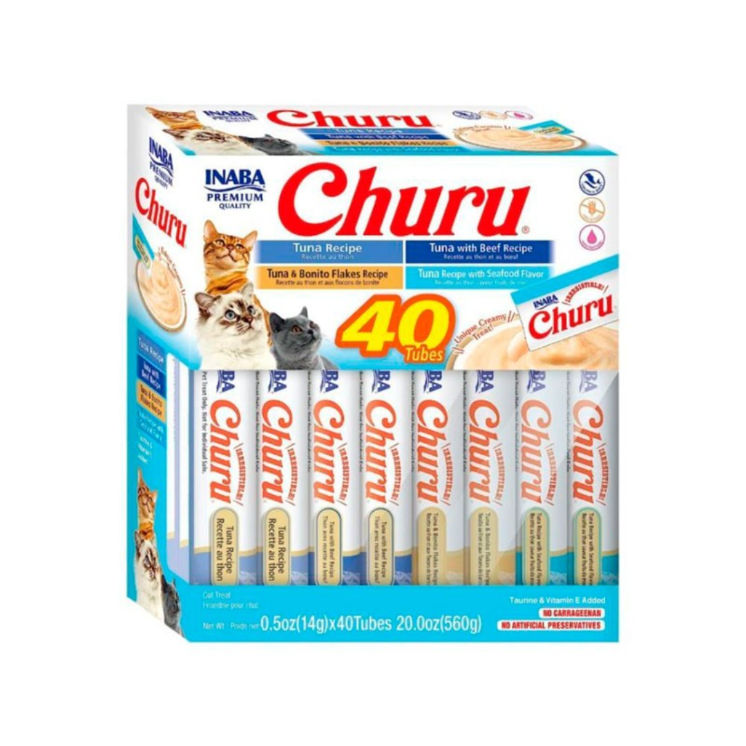 CHURU PARA GATOS ATUN Y MARISCO 40 UNIDADES