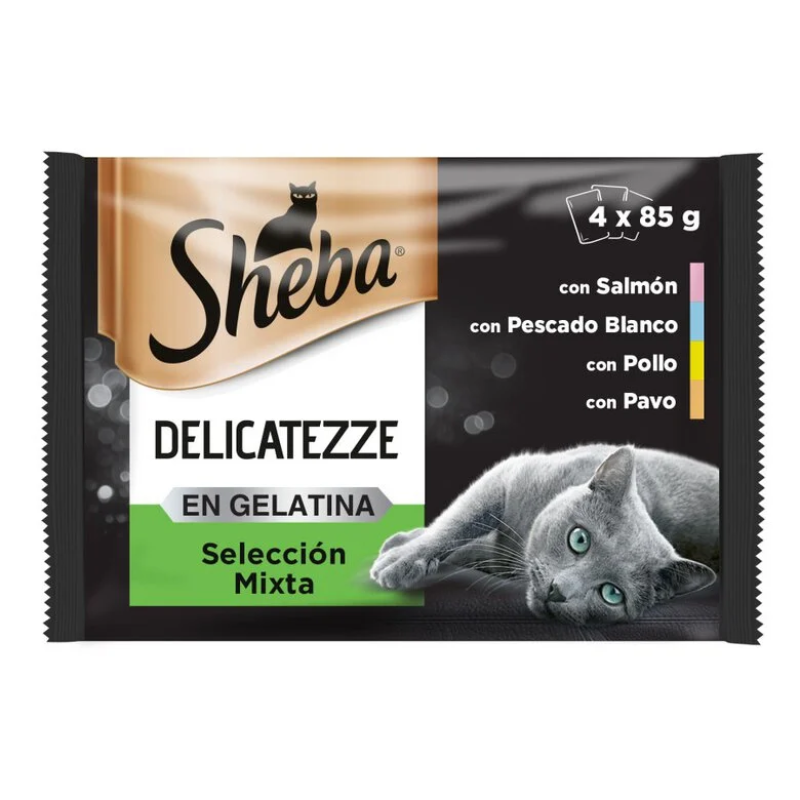 COMIDA HUMEDA GATOS ADULTOS SHEBA DELICATEZZE EN GELATINA SELECCION MIXTA 13 X 4 X 85 G