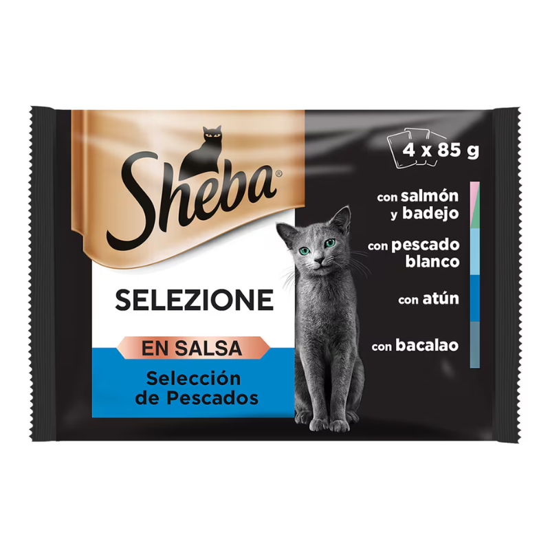 COMIDA HUMEDA GATOS ADULTOS SHEBA SELEZIONE PESCADO EN SALSA 13 X 4 X 85 G