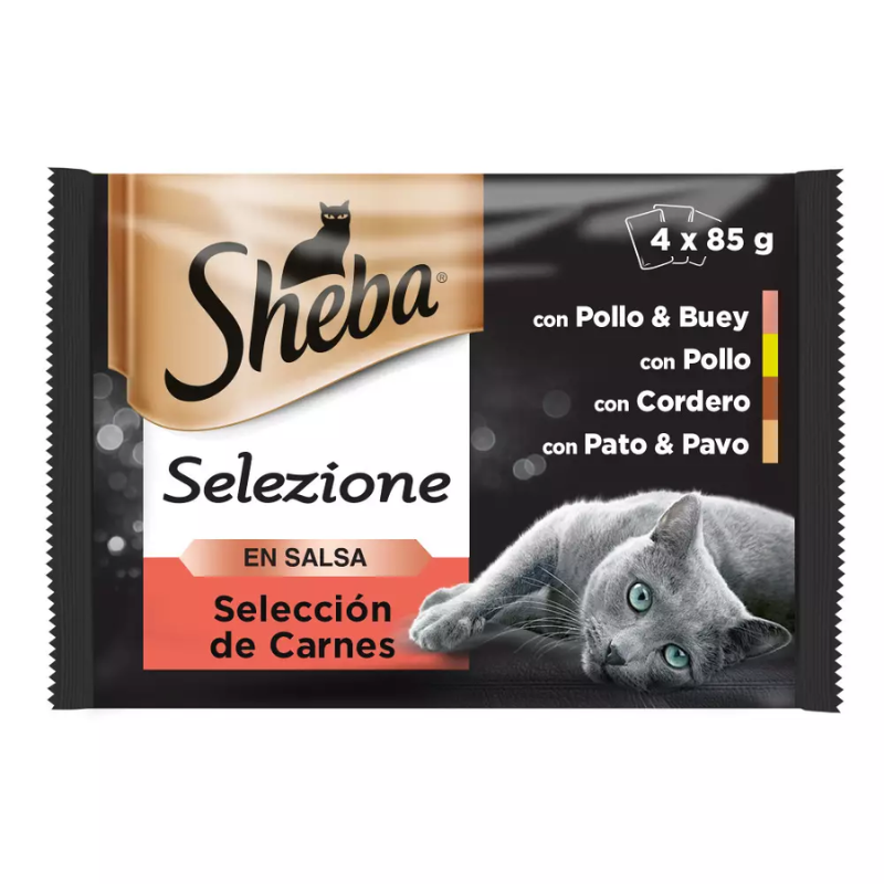 COMIDA HUMEDA GATOS ADULTOS SHEBA SELEZIONE CARNES EN SALSA 13 X 4 X 85 G