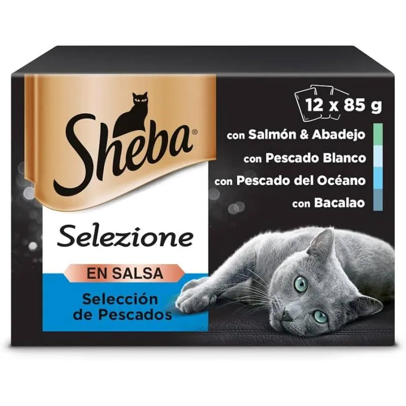 COMIDA HUMEDA GATOS ADULTOS SHEBA SELEZIONE PESCADO EN SALSA 4 X 12 X 85 G