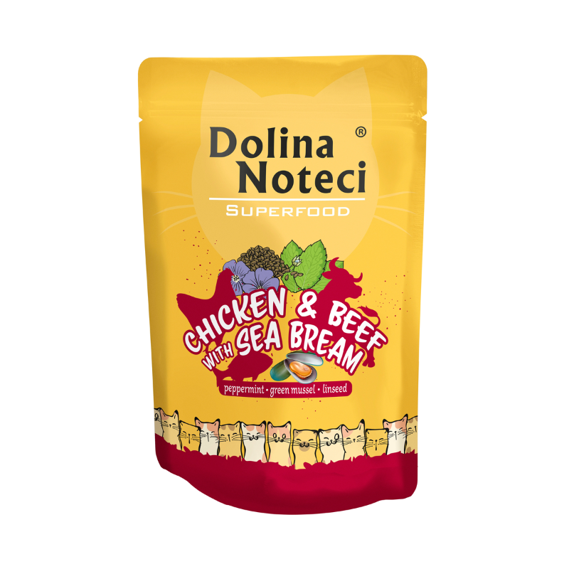 COMIDA HUMEDA GATOS DOLINA NOTECI POLLO TERNERA Y DORADA 6X85 GRAMOS