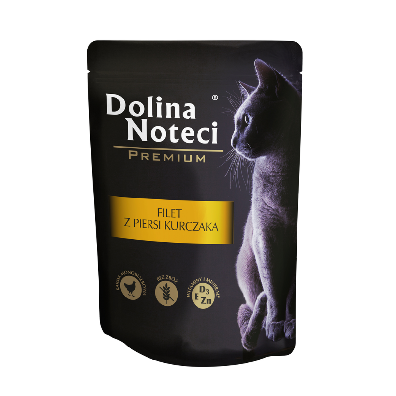 COMIDA HUMEDA GATOS DOLINA NOTECI PREMIUM MOUSSE CON TROZOS DE POLLO 6X85 GRAMOS