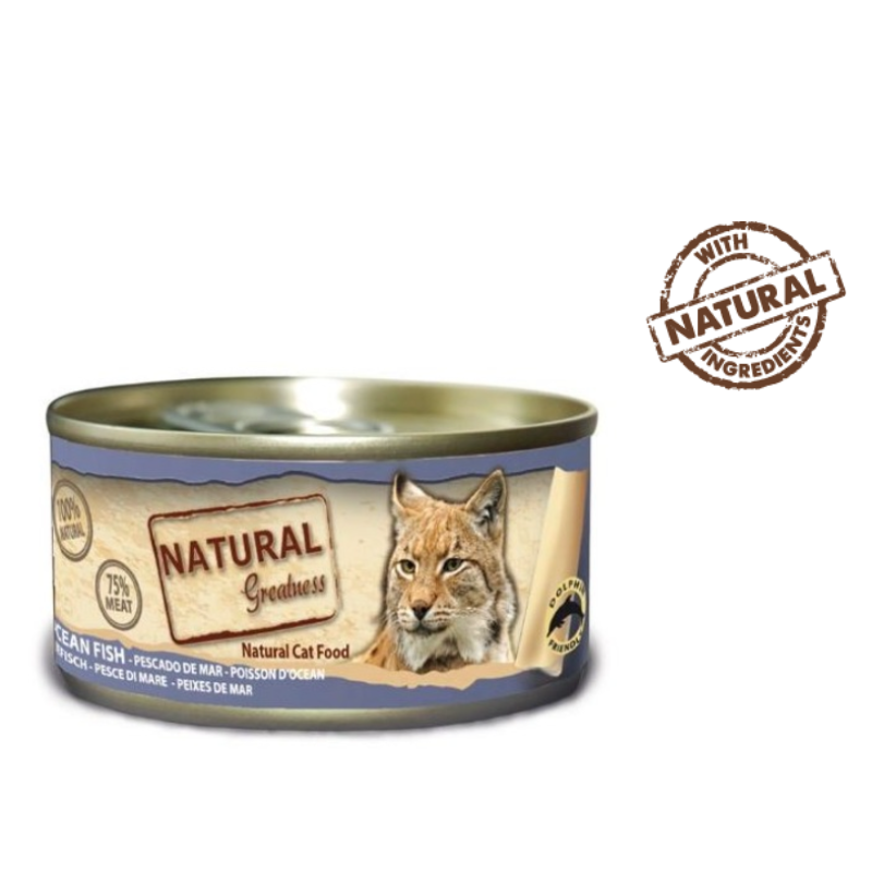 COMIDA HUMEDA GATOS NATURAL GREATNESS LATA PESCADO 12X70 GRAMOS