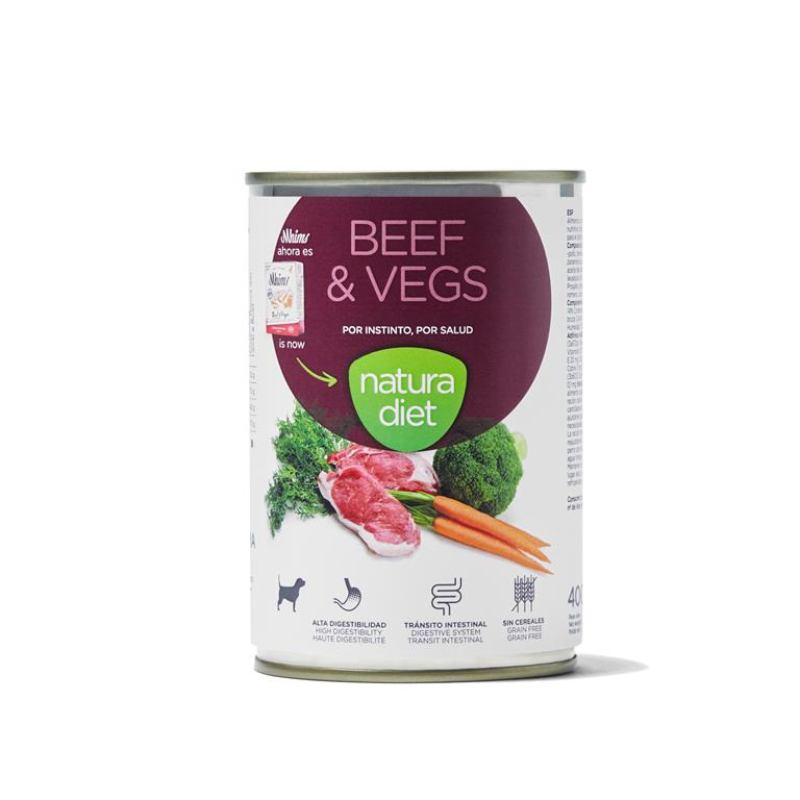 COMIDA HUMEDA PERROS NATURA DIET CARNE Y VERDURAS 12X400 GRAMOS