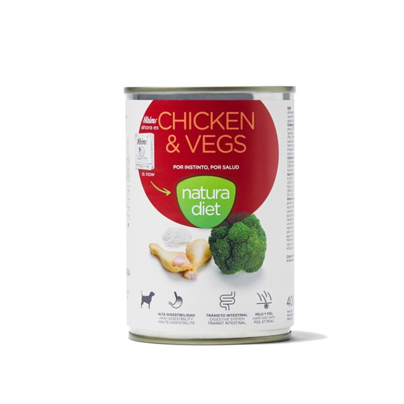 COMIDA HUMEDA PERROS NATURA DIET NATURAL POLLO Y VERDURAS 12X400 GRAMOS
