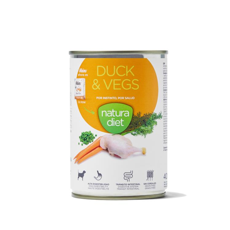 COMIDA HUMEDA PERROS NATURA DIET PATO Y VERDURAS 12X400 GRAMOS