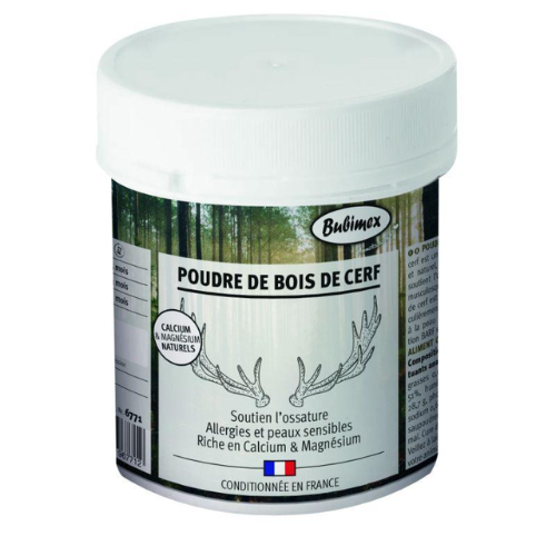 COMPLEMENTO ALIMENTICIO POLVO DE ASTAS DE CIERVO BUBIMEX 400 G PARA PERROS Y GATOS