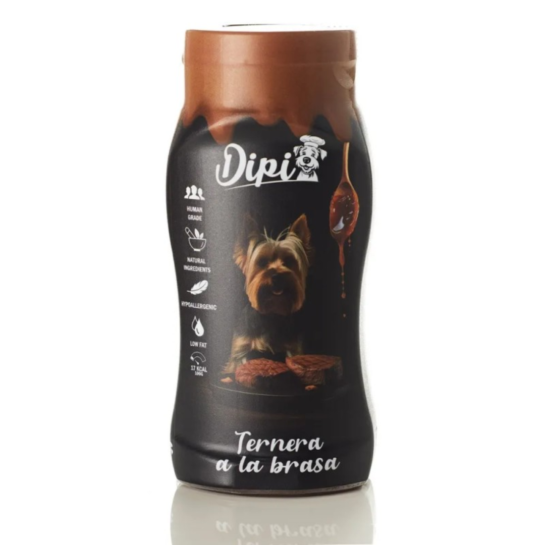 DIPI SALSA NATURAL PARA PERROS TERNERA A LA BRASA 300 ML
