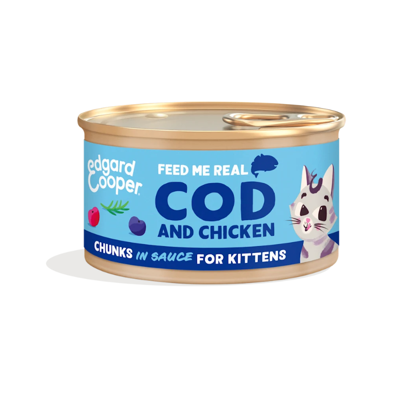 EDGARD COOPER GATOS HUMEDA BACALAO Y POLLO TROCITOS EN SALSA 18 X 85 GR