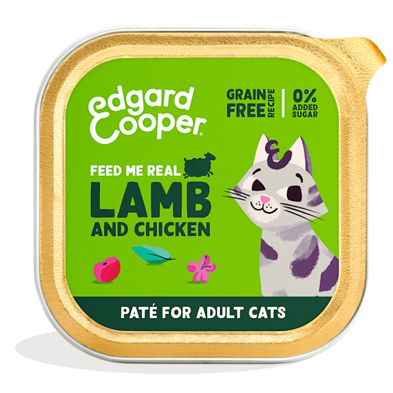 EDGARD COOPER GATOS HUMEDA PATE CORDERO Y POLLO 16 X 85 GR