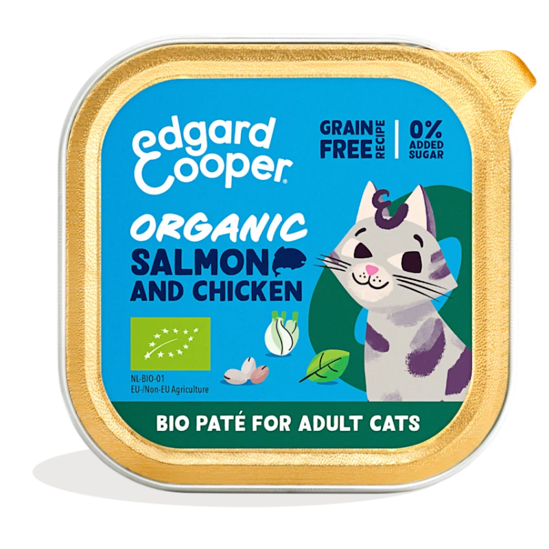EDGARD COOPER GATOS HUMEDA PATE SALMON Y POLLO ECOLOGICO 16 X 85 GR