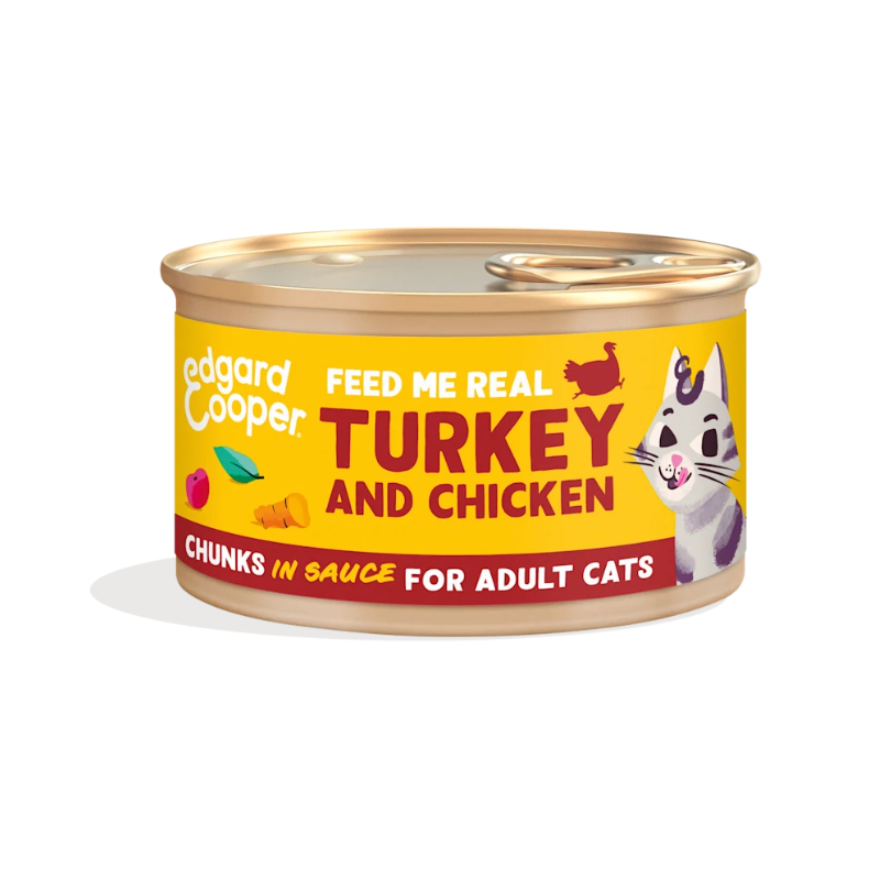 EDGARD COOPER GATOS HUMEDA PAVO Y POLLO TROCITOS EN SALSA 18 X 85 GR