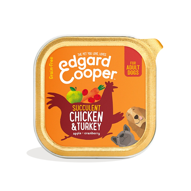 EDGARD COOPER PERROS HUMEDA TARRINA POLLO Y PAVO MANZANA 11 X 150 G