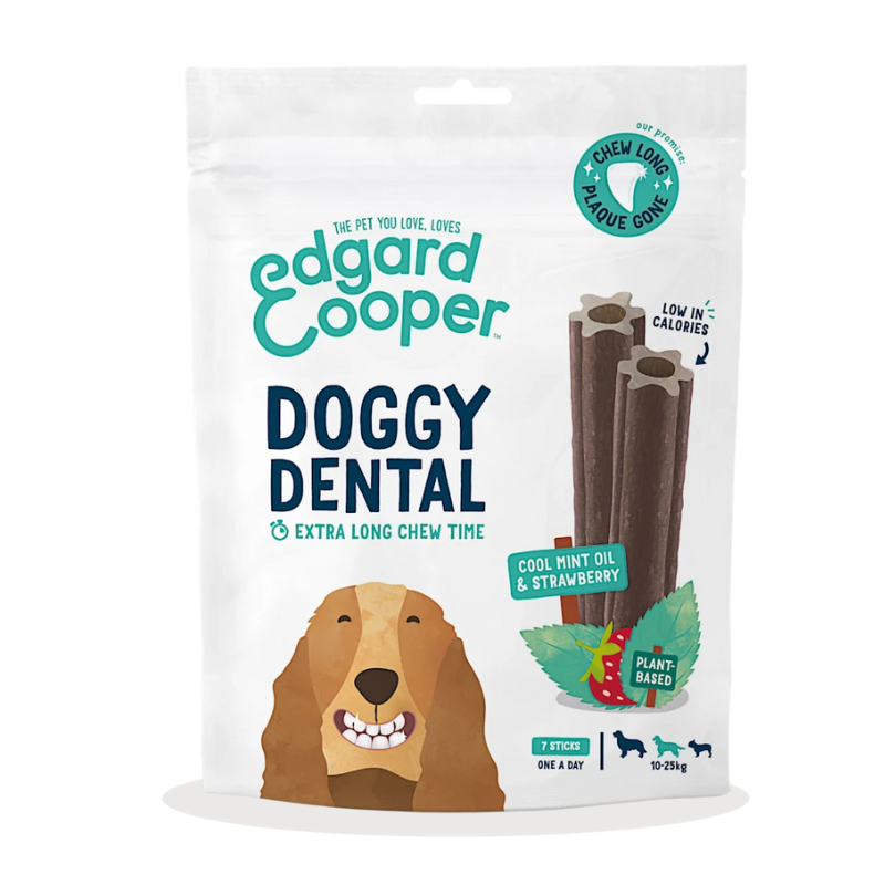 EDGARD COOPER PERROS MEDIANOS DOGGY DENTAL FRESA Y MENTA 8X160G 10-25KG