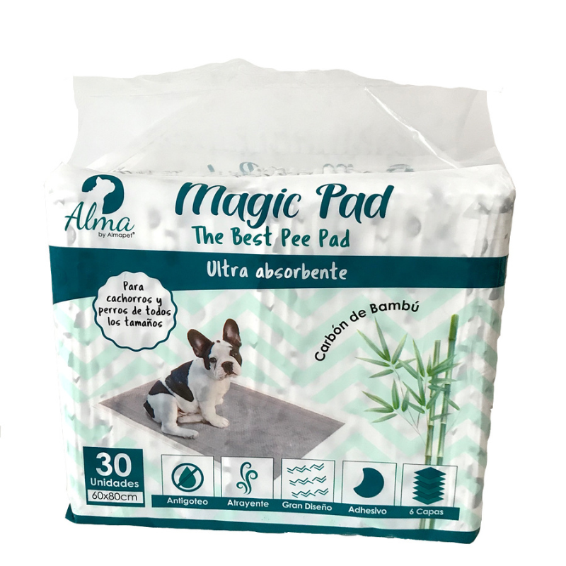 EMPAPADOR PERROS ULTRA ABSORBENTE MAGIC PAD ALMAPET 60x80 CM (30 UNIDADES/BOLSA)
