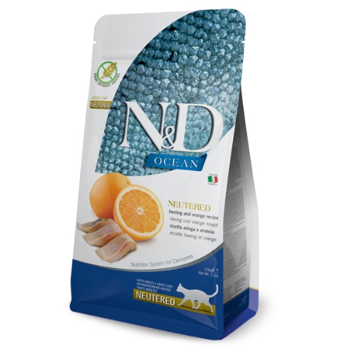 FARMINA ND GATO OCEAN ARENQUE Y NARANJA GATOS ADULTOS CASTRADOS NEUTERED 1,5 KG