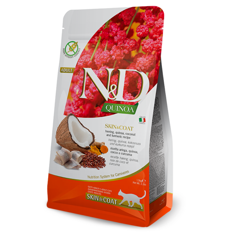 FARMINA ND GATO QUINOA SKIN & COAT ARENQUE ADULTO PIEL SENSIBLE 5 KG