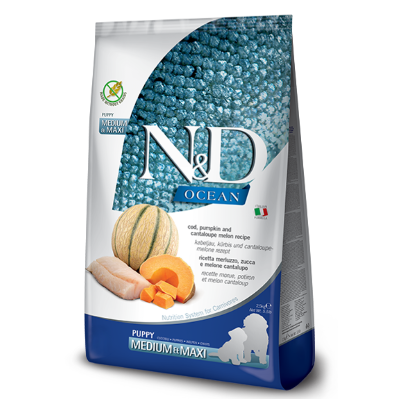 FARMINA ND PERRO OCEAN BACALAO CALABAZA Y MELON PUPPY MEDIUM MAXI 12 KG