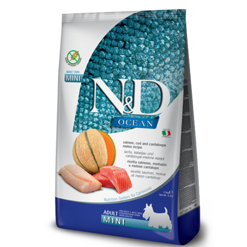 FARMINA ND PERRO OCEAN SALMON BACALAO Y MELON ADULTO MINI 7 KG