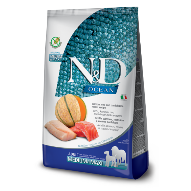FARMINA ND PERRO OCEAN SALMON BACALAO Y MELON MEDIUM MAXI 12 KG