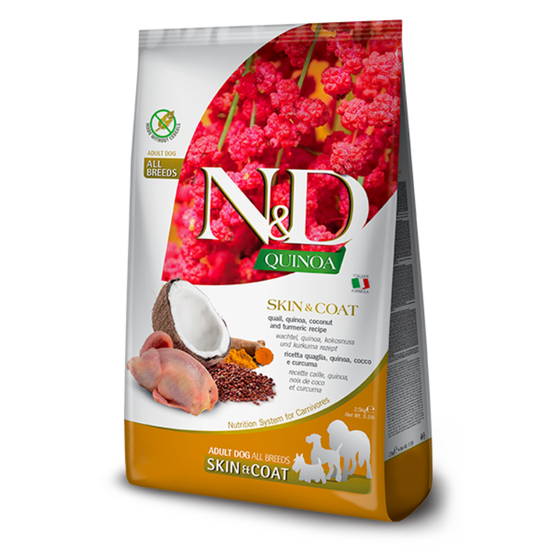 FARMINA ND PERRO QUINOA SKIN COAT CODORNIZ ADULTO 7 KG