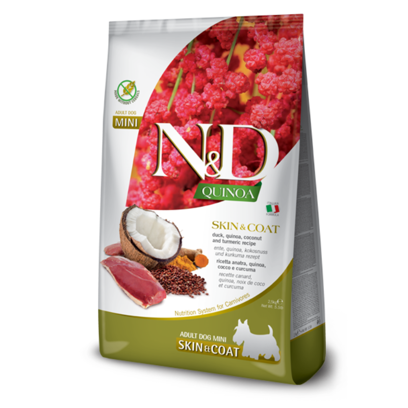 FARMINA ND PERRO QUINOA SKIN COAT PATO ADULTO MINI 2,5 KG