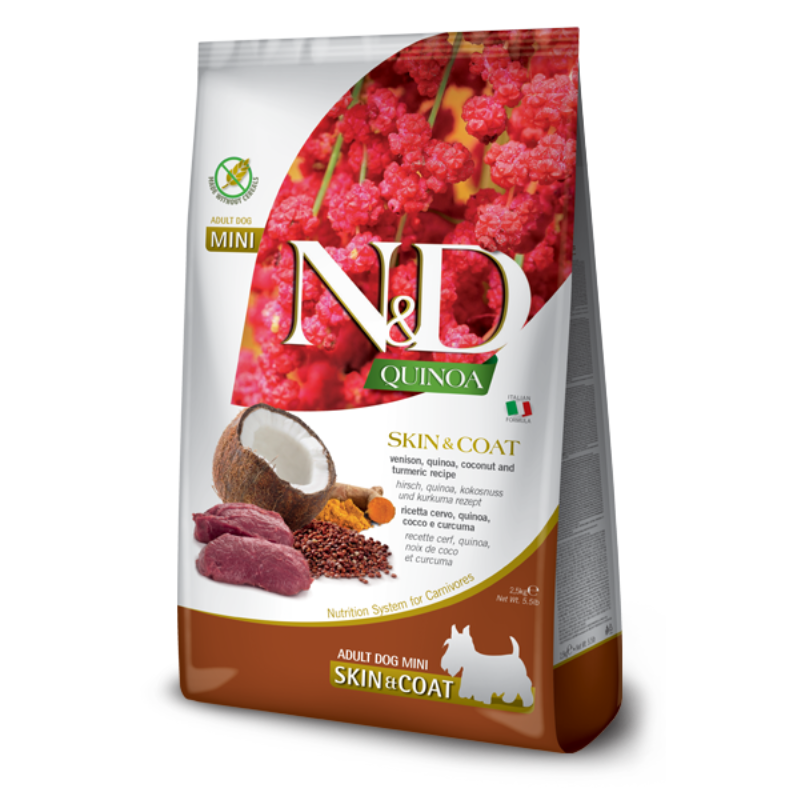 FARMINA ND PERRO QUINOA SKIN COAT VENADO ADULTO MINI 2,5 KG