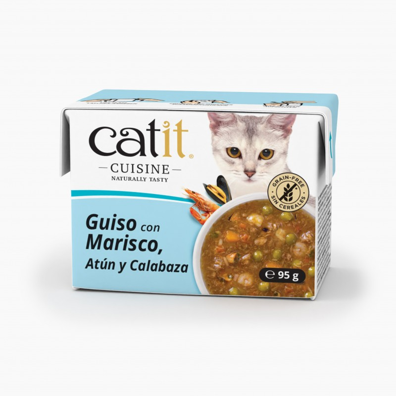 GUISO CATIT CUISINE PARA GATOS MARISCO ATUN Y CALABAZA 12 X 95 G