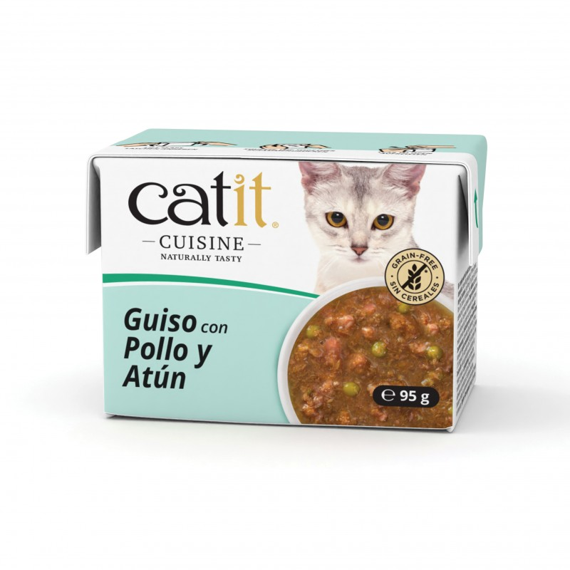 GUISO CATIT CUISINE PARA GATOS POLLO Y ATUN 12 X 95 G
