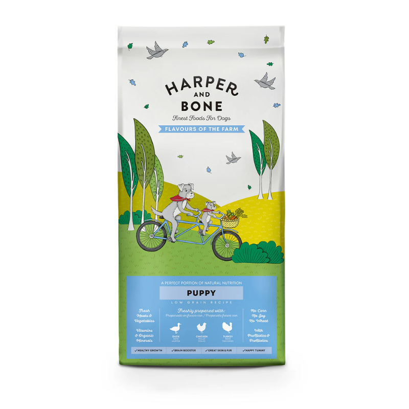 HARPER AND BONE PERROS PUPPY FLAVOURS OF THE FARM LOW GRAIN 12 KG
