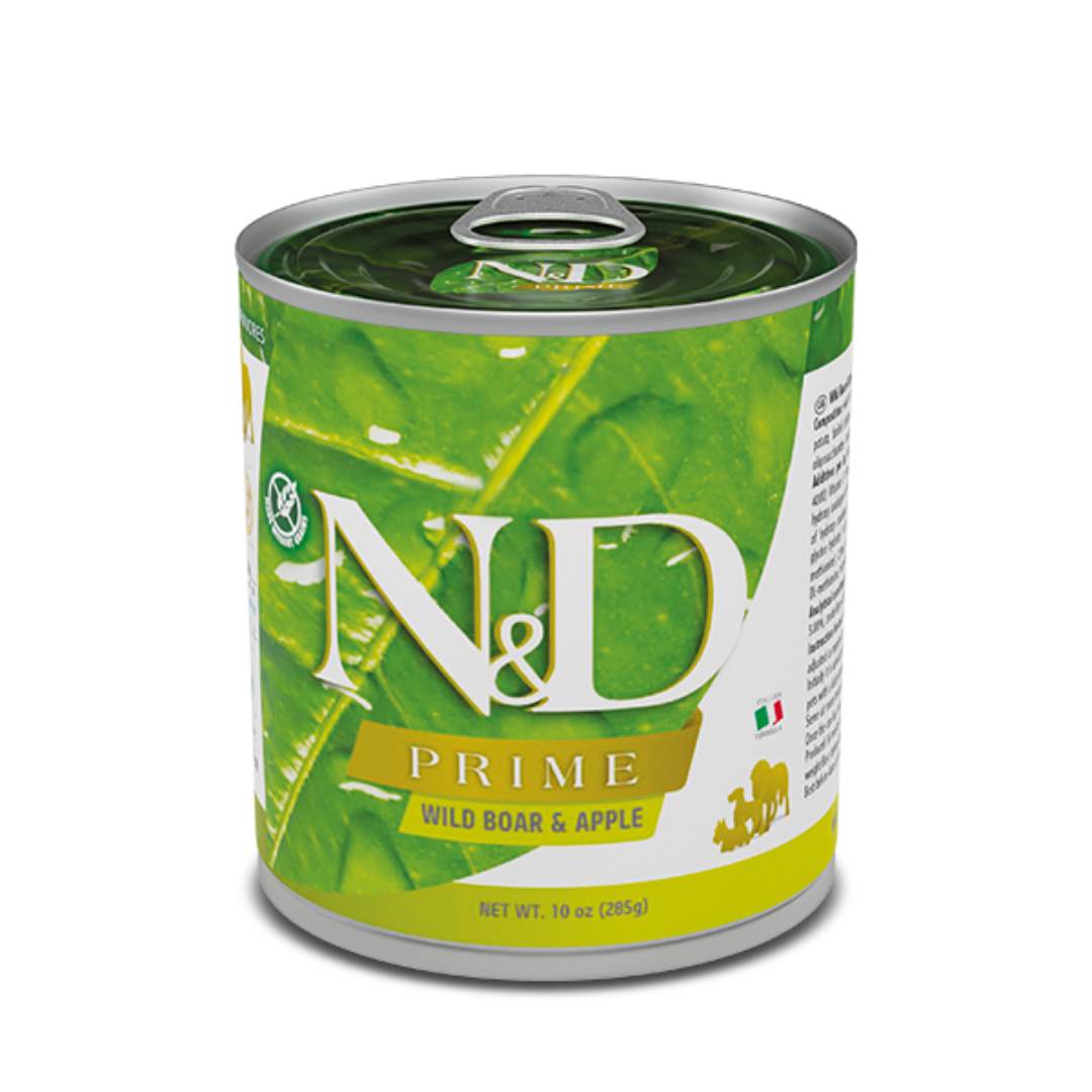 LATAS FARMINA ND PRIME PERRO ADULTO JABALI Y MANZANA COMIDA HUMEDA 6 X 285 G