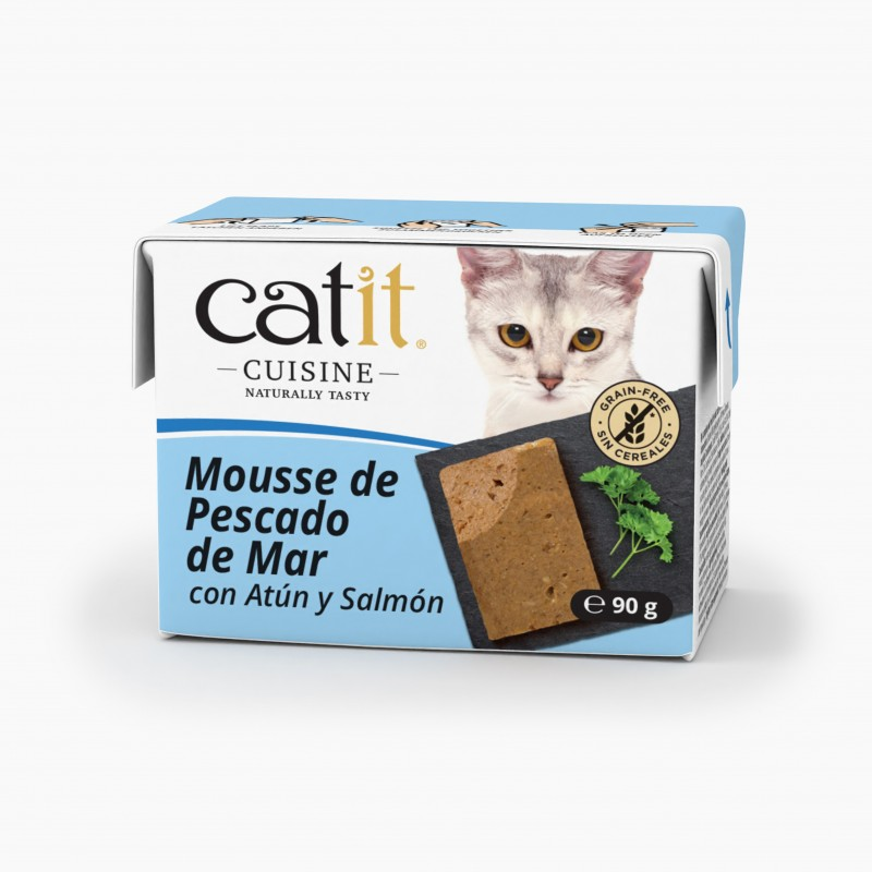 MOUSSE CATIT CUISINE PARA GATOS PESCADO CON ATUN Y SALMON 12 X 90 G