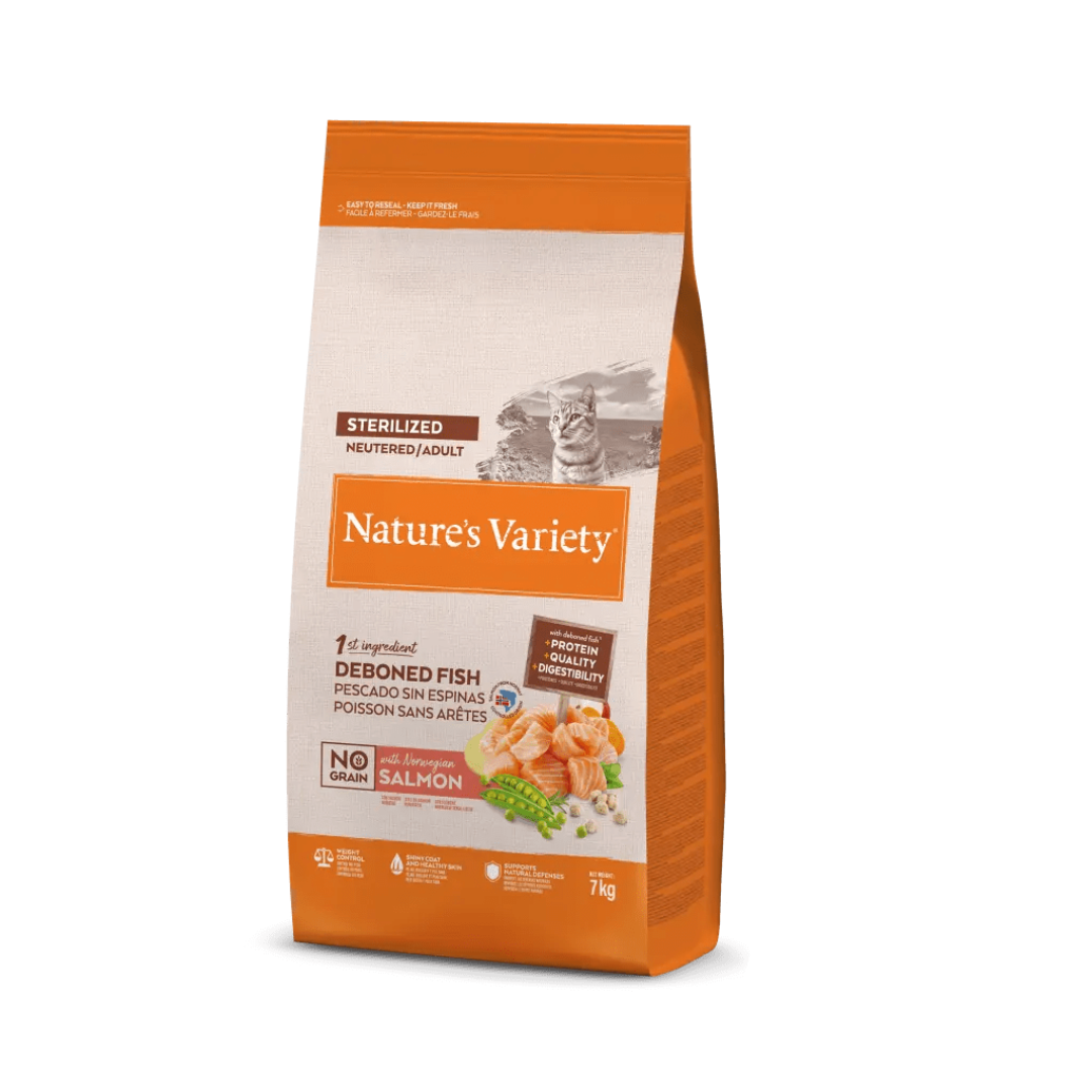 NATURES VARIETY GATOS ESTERILIZADOS NO GRAIN SALMON 7 KG