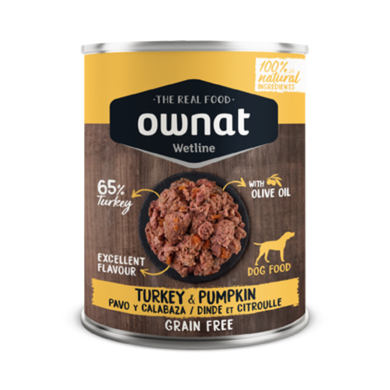OWNAT COMIDA HUMEDA PERROS PAVO Y CALABAZA GRAIN FREE 12 X 395 G